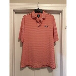 FootJoy FJ Mens Golf Red White Striped Short Sleeve Performance Polo Size XL